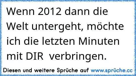 Wenn 2012 dann die Welt untergeht, möchte ich die letzten Minuten mit DIR ♥ verbringen.