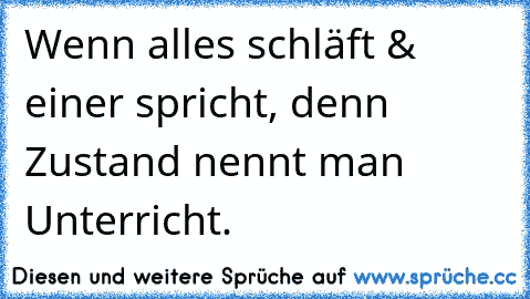 Wenn alles schläft & einer spricht, denn Zustand nennt man Unterricht.