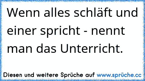 Wenn alles schläft und einer spricht - nennt man das Unterricht.