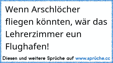 Wenn Arschlöcher fliegen könnten, wär das Lehrerzimmer eun Flughafen!