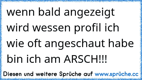 wenn bald angezeigt wird wessen profil ich wie oft angeschaut habe bin ich am ARSCH!!!