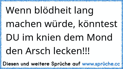 Wenn blödheit lang machen würde, könntest DU im knien dem Mond den Arsch lecken!!!