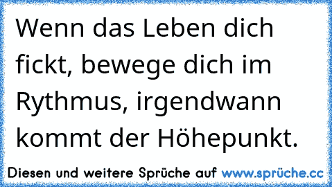 Wenn das Leben dich fickt, bewege dich im Rythmus, irgendwann kommt der Höhepunkt.