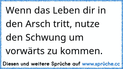 Wenn das Leben dir in den Arsch tritt, nutze den Schwung um vorwärts zu kommen.