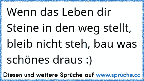 Wenn das Leben dir Steine in den weg stellt, bleib nicht steh, bau was schönes draus :)