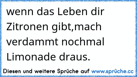 wenn das Leben dir Zitronen gibt,mach verdammt nochmal Limonade draus.