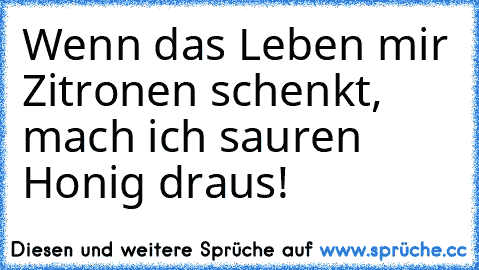 Wenn das Leben mir Zitronen schenkt, mach ich sauren Honig draus! 