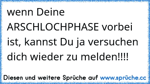 wenn Deine ARSCHLOCHPHASE vorbei ist, kannst Du ja versuchen dich wieder zu melden!!!!