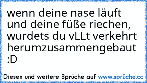 wenn deine nase läuft und deine füße riechen, wurdets du vLLt verkehrt herumzusammengebaut :D