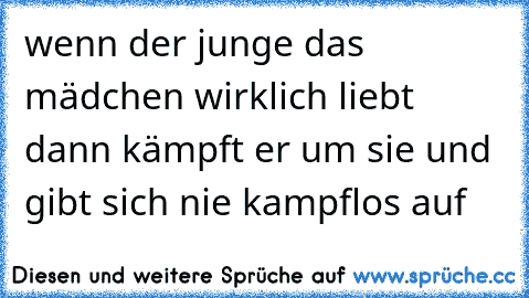 wenn der junge das mädchen wirklich liebt dann kämpft er um sie und gibt sich nie kampflos auf