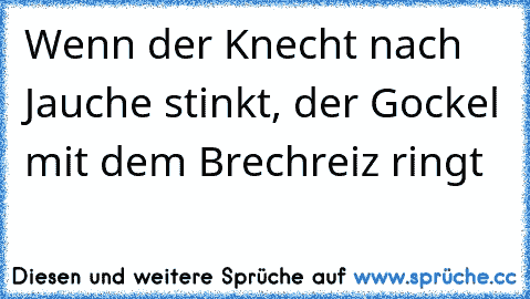 Wenn der Knecht nach Jauche stinkt, der Gockel mit dem Brechreiz ringt