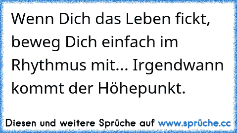 Wenn Dich das Leben fickt, beweg Dich einfach im Rhythmus mit... Irgendwann kommt der Höhepunkt.