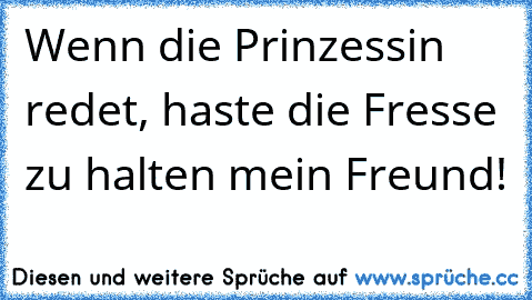 Wenn die Prinzessin redet, haste die Fresse zu halten mein Freund!