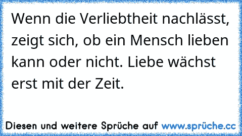 Wenn die Verliebtheit nachlässt, zeigt sich, ob ein Mensch lieben kann oder nicht. Liebe wächst erst mit der Zeit.