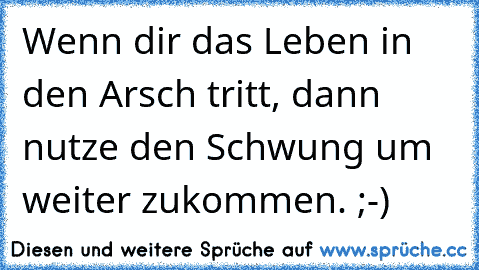 Wenn dir das Leben in den Arsch tritt, dann nutze den Schwung um weiter zukommen. ;-)