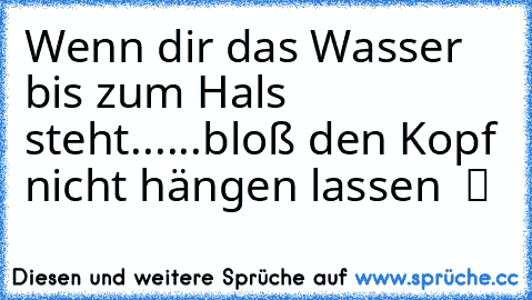 Wenn dir das Wasser bis zum Hals steht......bloß den Kopf nicht hängen lassen  ツ ♫