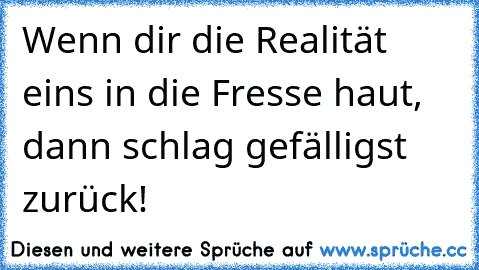 Wenn dir die Realität eins in die Fresse haut, dann schlag gefälligst zurück!♥