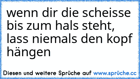 wenn dir die scheisse bis zum hals steht, lass niemals den kopf hängen