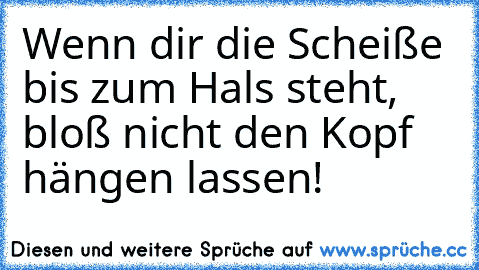 Wenn dir die Scheiße bis zum Hals steht, bloß nicht den Kopf hängen lassen!