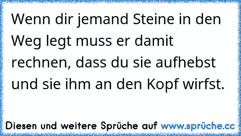 Wenn dir jemand Steine in den Weg legt muss er damit rechnen, dass du sie aufhebst und sie ihm an den Kopf wirfst.