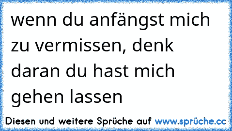 wenn du anfängst mich zu vermissen, denk daran du hast mich gehen lassen…