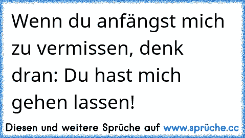 Wenn du anfängst mich zu vermissen, denk dran: Du hast mich gehen lassen!