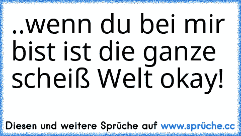 ..wenn du bei mir bist ist die ganze scheiß Welt okay!