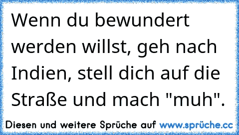 Wenn du bewundert werden willst, geh nach Indien, stell dich auf die Straße und mach "muh".