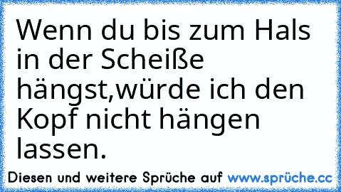 Wenn du bis zum Hals in der Scheiße hängst,würde ich den Kopf nicht hängen lassen.