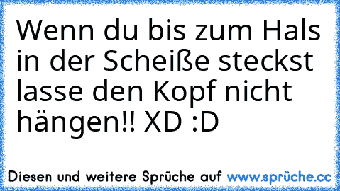 Wenn du bis zum Hals in der Scheiße steckst lasse den Kopf nicht hängen!! XD :D