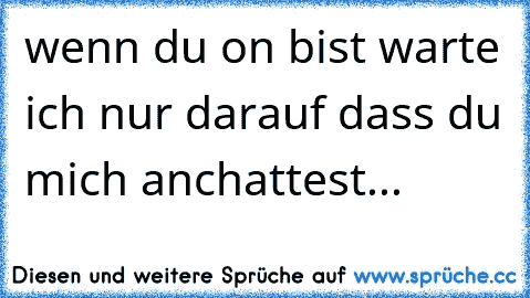 wenn du on bist warte ich nur darauf dass du mich anchattest...