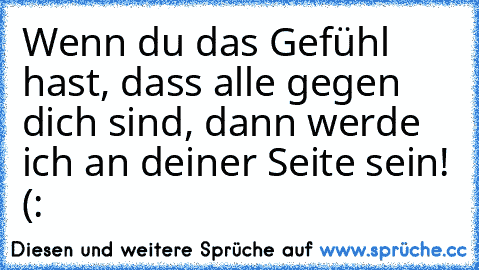 Wenn du das Gefühl hast, dass alle gegen dich sind, dann werde ich an deiner Seite sein! (: