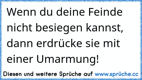 Wenn du deine Feinde nicht besiegen kannst, dann erdrücke sie mit einer Umarmung!