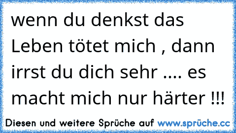 wenn du denkst das Leben tötet mich , dann irrst du dich sehr .... es macht mich nur härter !!!