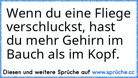 Wenn du eine Fliege verschluckst, hast du mehr Gehirn im Bauch als im Kopf.