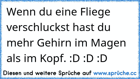 Wenn du eine Fliege verschluckst hast du mehr Gehirn im Magen als im Kopf. :D :D :D