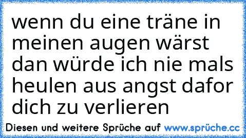 wenn du eine träne in meinen augen wärst dan würde ich nie mals heulen aus angst dafor dich zu verlieren