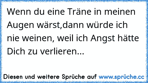 Wenn du eine Träne in meinen Augen wärst,dann würde ich nie weinen, weil ich Angst hätte Dich zu verlieren...