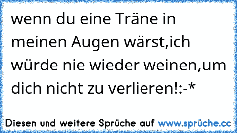 wenn du eine Träne in meinen Augen wärst,ich würde nie wieder weinen,um dich nicht zu verlieren!:-*