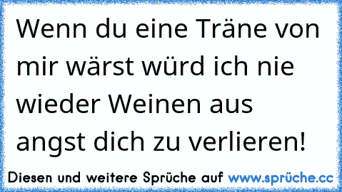 Wenn du eine Träne von mir wärst würd ich nie wieder Weinen aus angst dich zu verlieren!