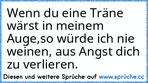 Wenn du eine Träne wärst in meinem Auge,
so würde ich nie weinen, aus Angst dich zu verlieren.