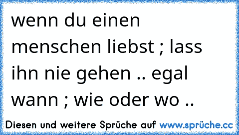 wenn du einen menschen liebst ; lass ihn nie gehen .. egal wann ; wie oder wo .. ♥