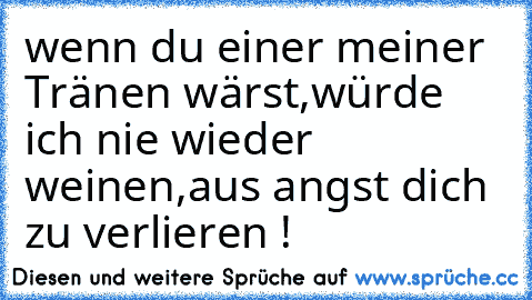 wenn du einer meiner Tränen wärst,
würde ich nie wieder weinen,
aus angst dich zu verlieren ! ♥