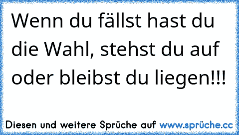 Wenn du fällst hast du die Wahl, stehst du auf oder bleibst du liegen!!!