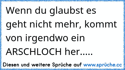 Wenn du glaubst es geht nicht mehr, kommt von irgendwo ein ARSCHLOCH her.....