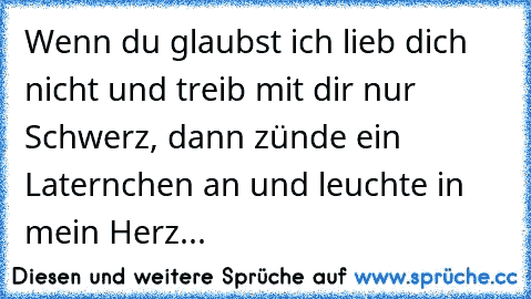 Wenn du glaubst ich lieb dich nicht und treib mit dir nur Schwerz, dann zünde ein Laternchen an und leuchte in mein Herz...