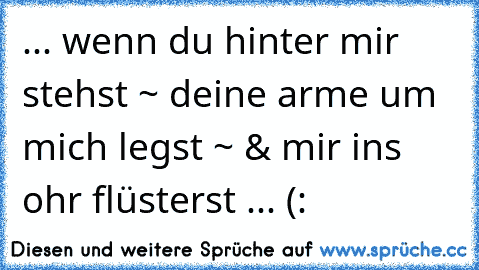 ... wenn du hinter mir stehst ~ deine arme um mich legst ~ & mir ins ohr flüsterst ... (: ♥