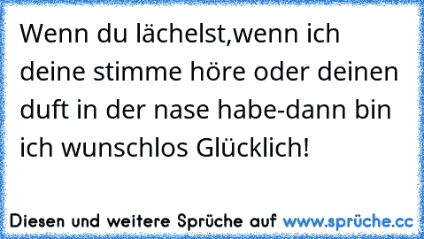 Wenn du lächelst,wenn ich deine stimme höre oder deinen duft in der nase habe-dann bin ich wunschlos Glücklich!