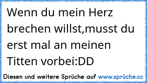 Wenn du mein Herz brechen willst,
musst du erst mal an meinen Titten vorbei:DD