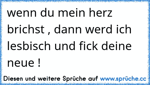 wenn du mein herz brichst , dann werd ich lesbisch und fick deine neue !